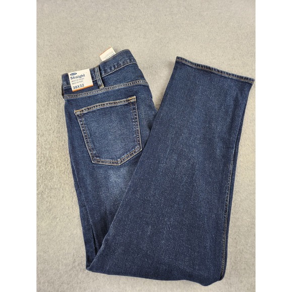 NWT Old Navy Straight Leg Denim Jeans Mens Size 38x32 Dark Blue - Built In Flex - Picture 10 of 10